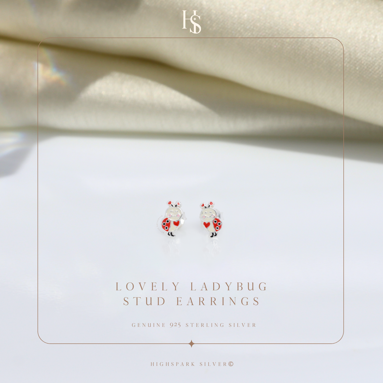 Lovely Ladybug Cute Enamel Stud Earrings in 925 Sterling Silver HighSpark