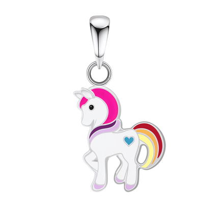 Magical Unicorn Cute Enamel Pendant in 925 Sterling Silver HighSpark