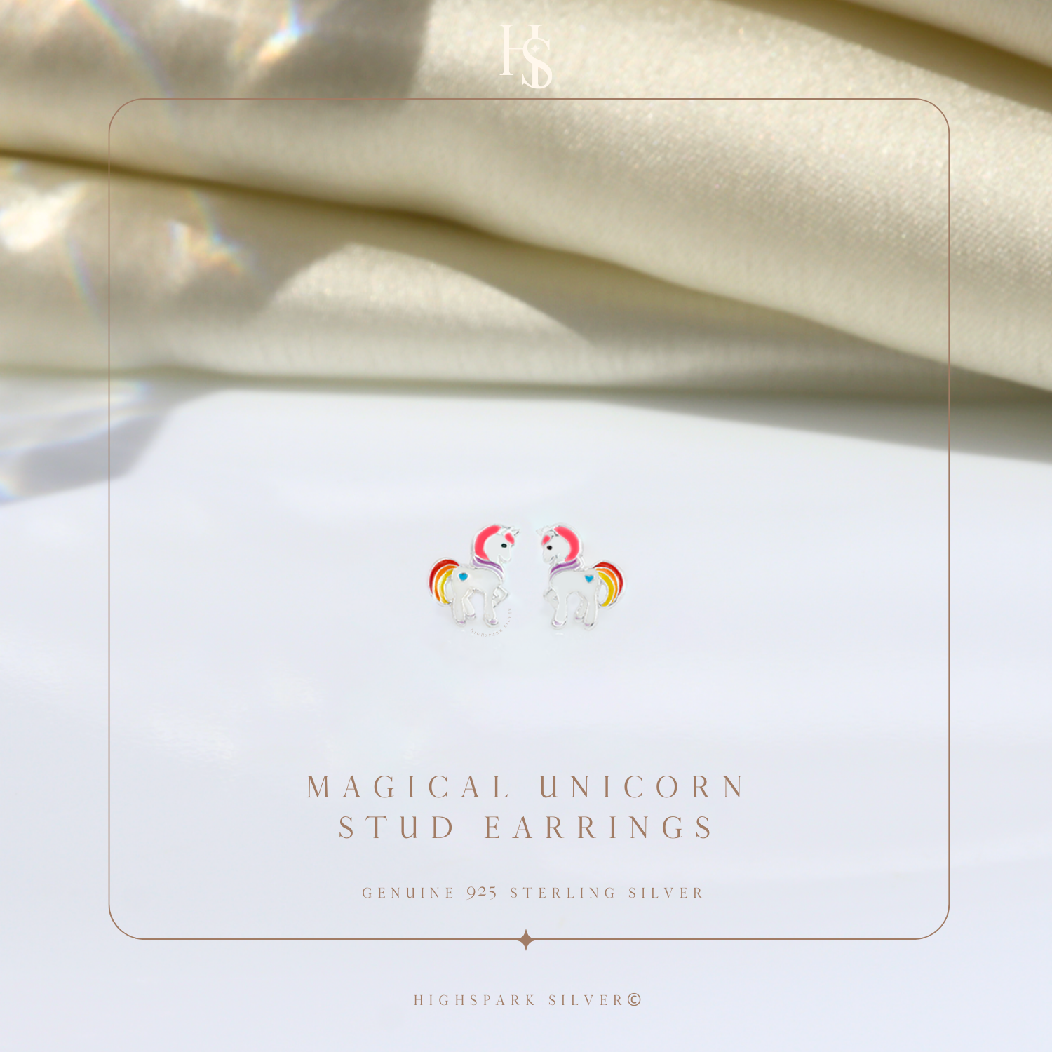 Magical Unicorn Cute Enamel Stud Earrings in 925 Sterling Silver HighSpark
