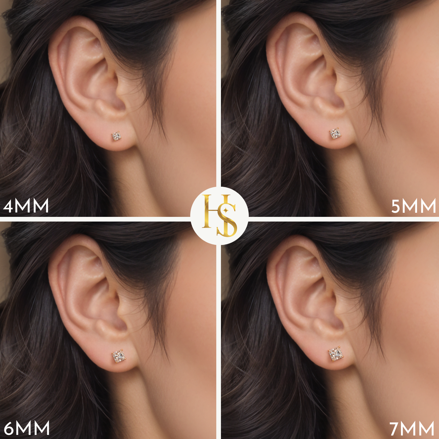 Martini Square Solitire Stud Earring in 925 Sterling Silver with 18k Gold Finish For Women HighSpark
