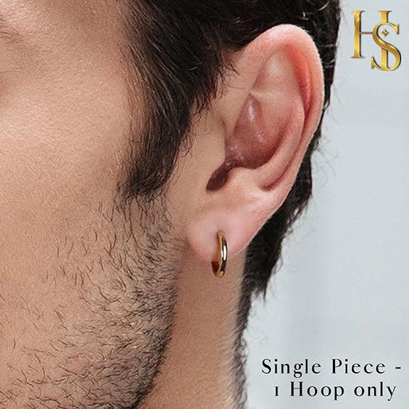 Mens Classic Hoop Earrings in 92.5 Sterling Silver - 1.2mm Thickness - Small Sizes 10mm to 20mm (Thin & lightweight Hoops) HighSpark