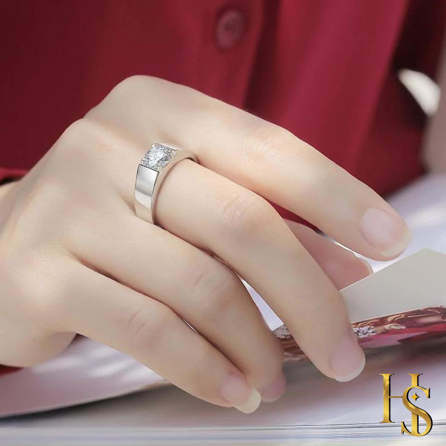 Mens Symbol Of Status Adjustable Ring in 92.5 Silver embellished with Sparkling Zirconia HighSpark