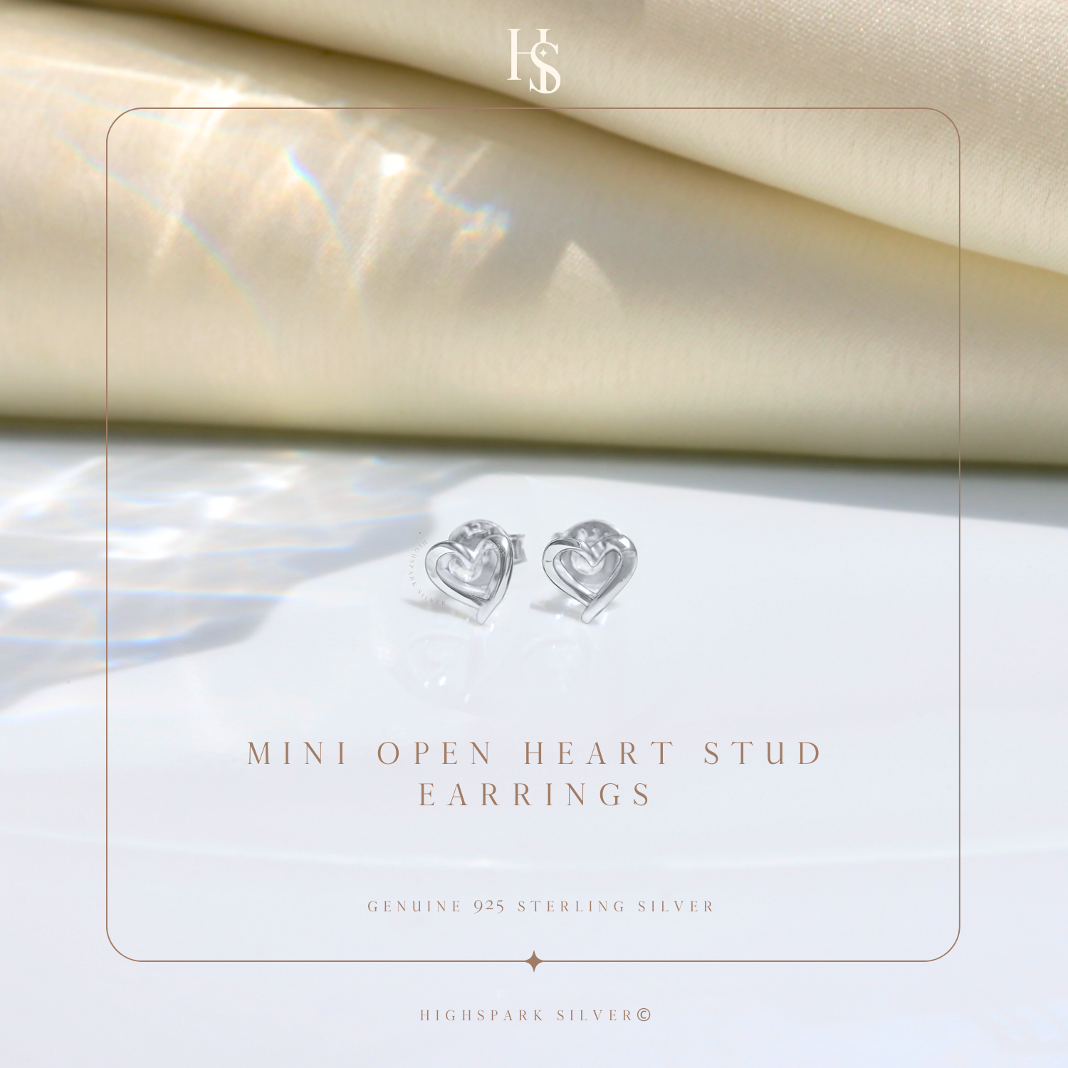 Mini Hollow Heart Stud Earrings in 925 Sterling Silver for Women HighSpark