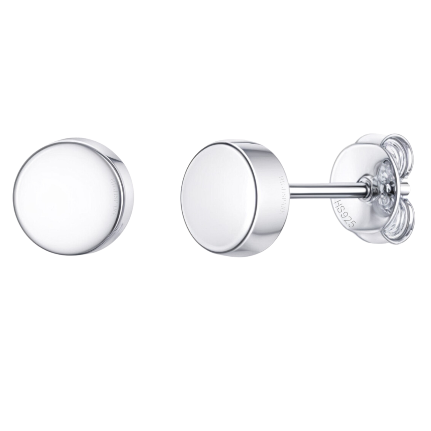 Mini Round Stud Earrings in 925 Sterling Silver for Women HighSpark