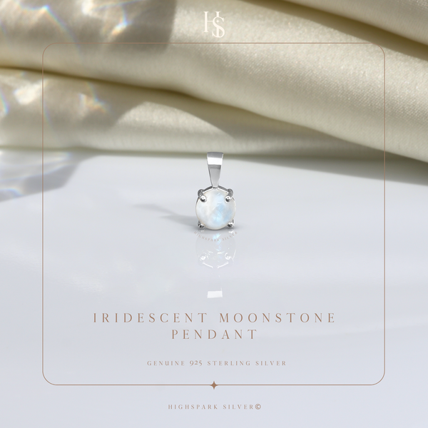 Moonstone Pendant in 92.5 Sterling Silver with Real Moonstone