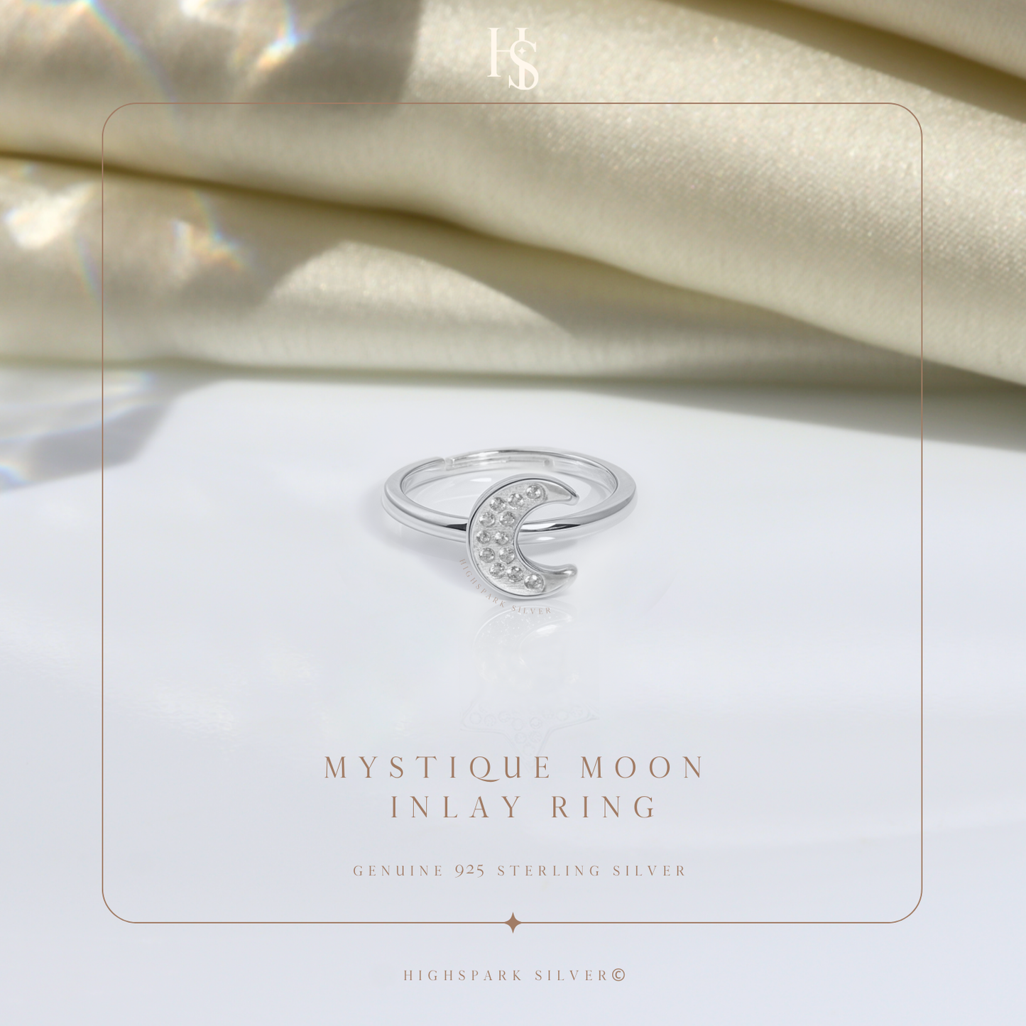 Mystique Moon Adjustable Ring in 925 Sterling Silver for Women With Diamond like Brilliance Zirconia HighSpark