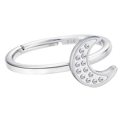 Mystique Moon Adjustable Ring in 925 Sterling Silver for Women With Diamond like Brilliance Zirconia HighSpark