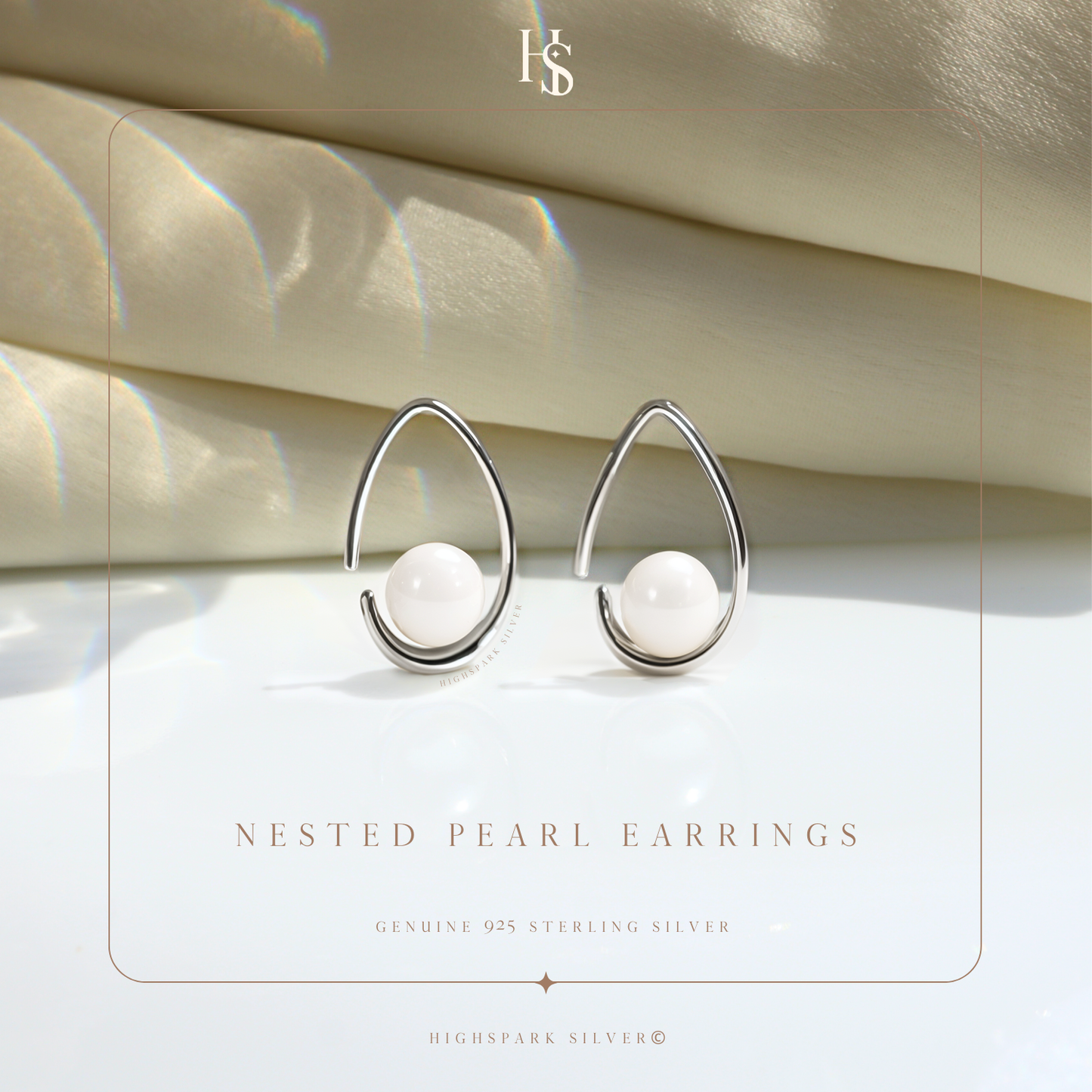 Nested Style Pearl Earrings in 925 Starling Silver for Women HighSpark