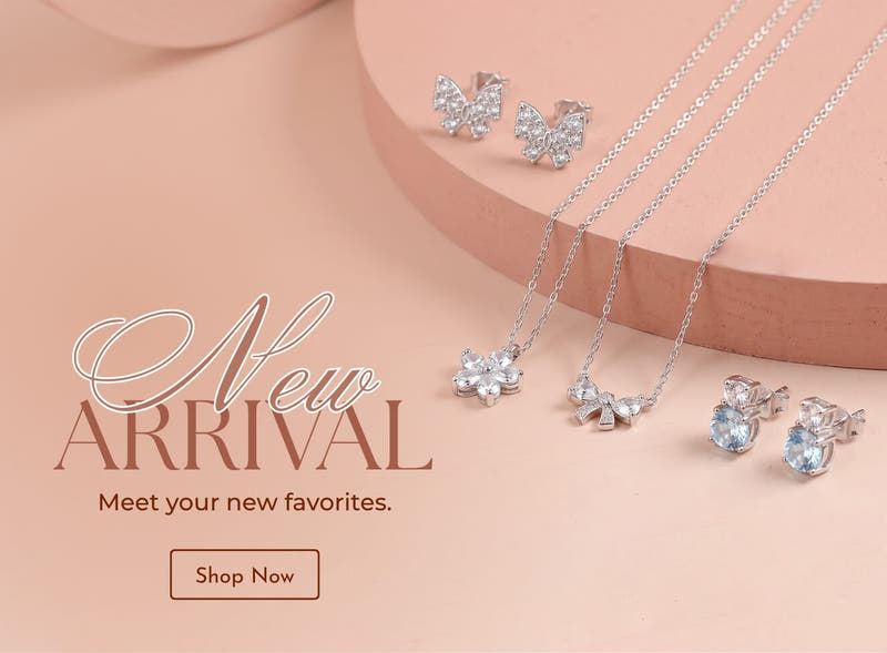 New arrivals in 925 sterling silver - butterfly studs, flower and bow pendant necklaces and blue topaz studs