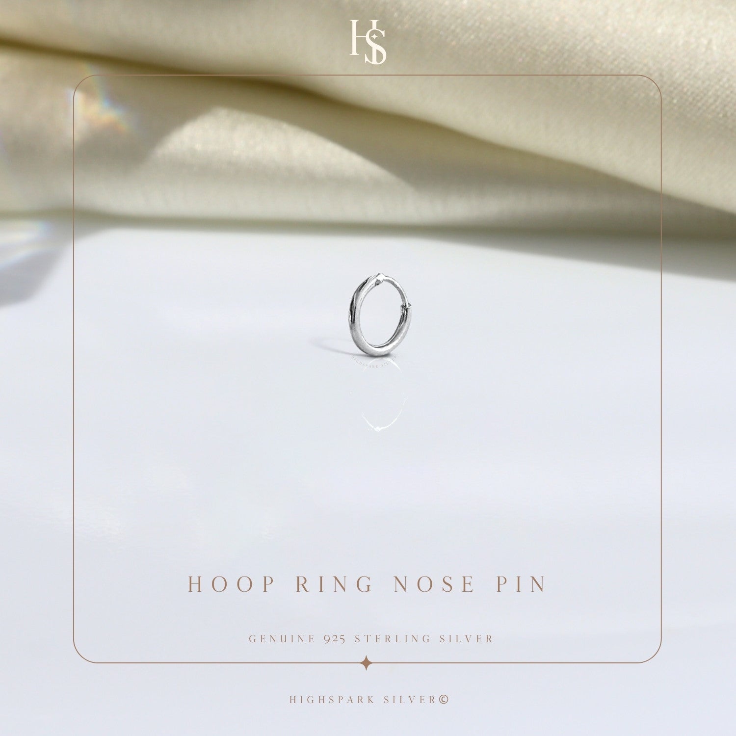 Nose Ring in 92.5 Sterling Silver - Elegant Septum Ring / Nose Pin / Silver Nath HighSpark