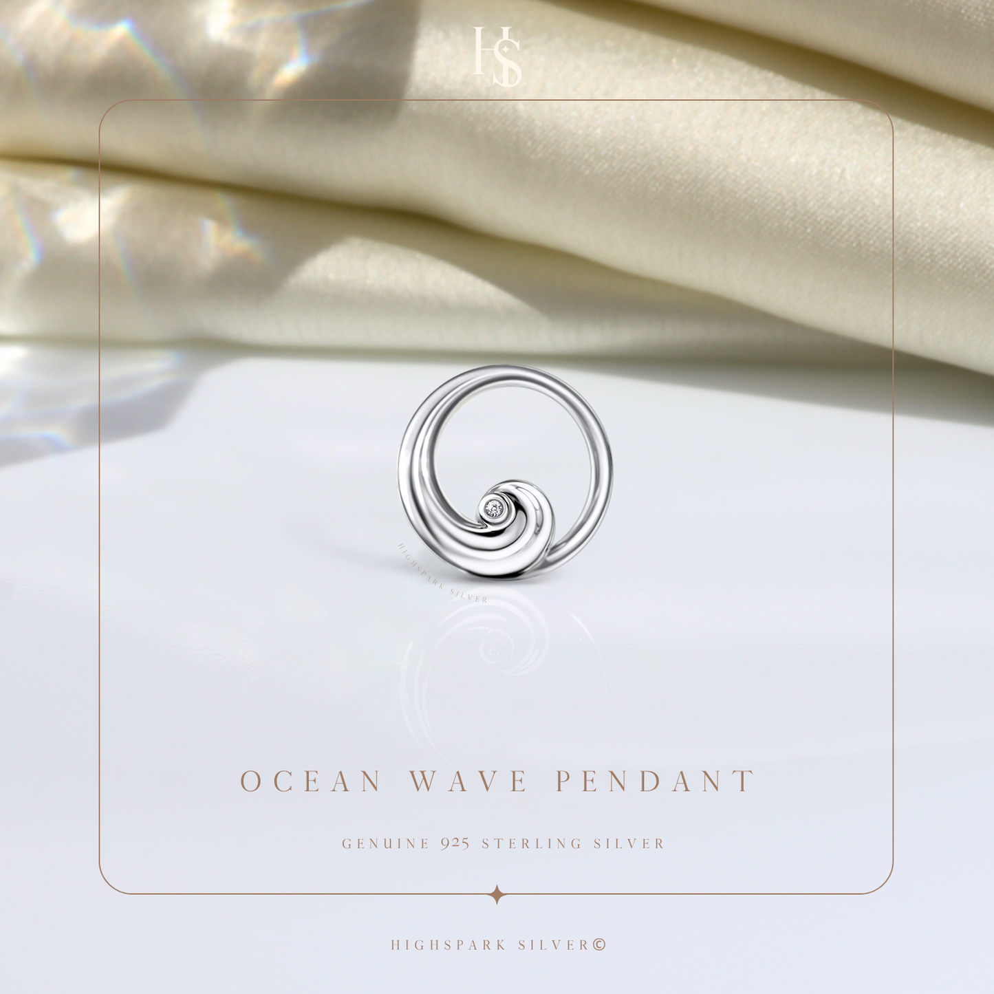 Ocean Wave Pendant in 92.5 Sterling Silver For Women HighSpark