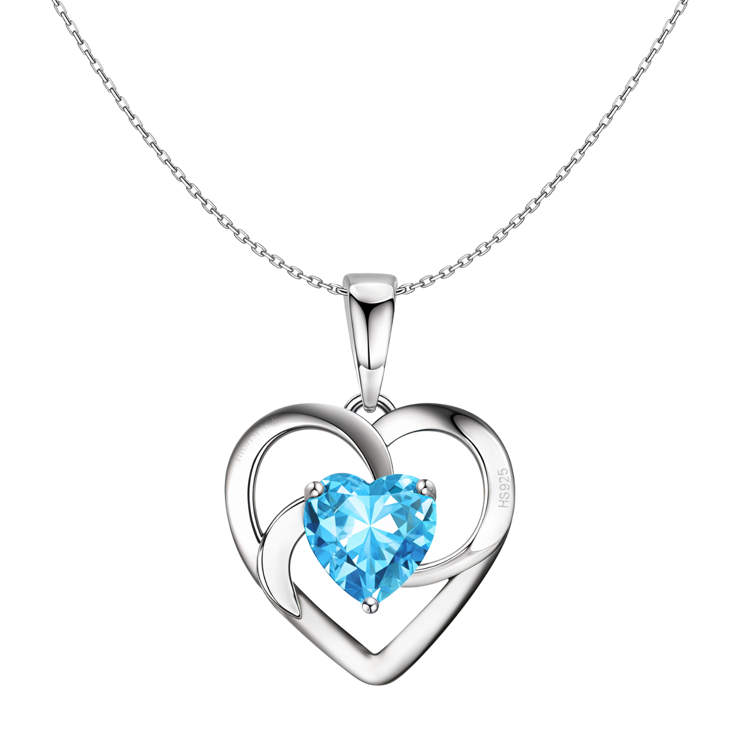 Oceanic Blue Swirl Heart Pendant in 925 Sterling Silver for Women with Brilliance Sparkling Zirconia HighSpark