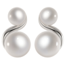 Double Pearl Earrings, Ornate Design in 925 Sterling Silver