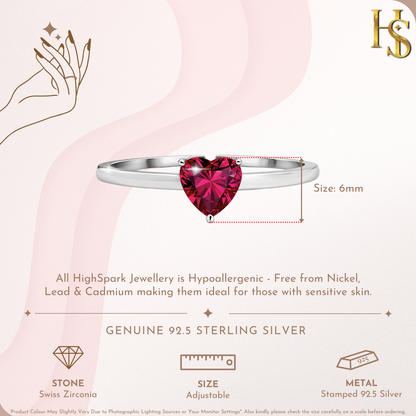Passionate Promise Heart Ring in 925 Sterling Silver for Women HighSpark