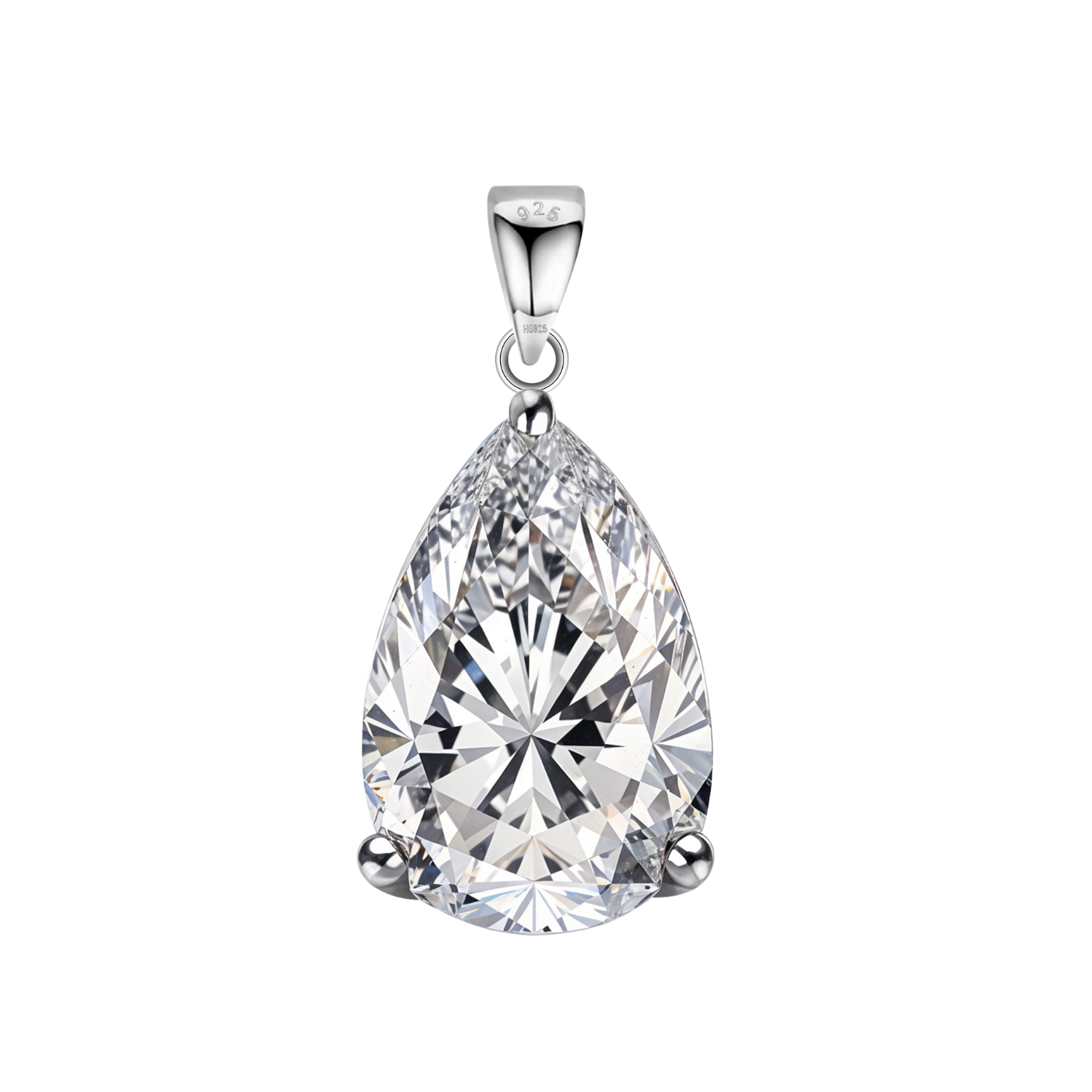 Pear Shaped Solitaire Pendant in 92.5 Sterling Silver With Diamond like Brilliance Zirconia HighSpark