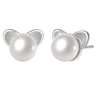 Cute Pearl Cat Freshwater Earrings in 925 Sterling Silver