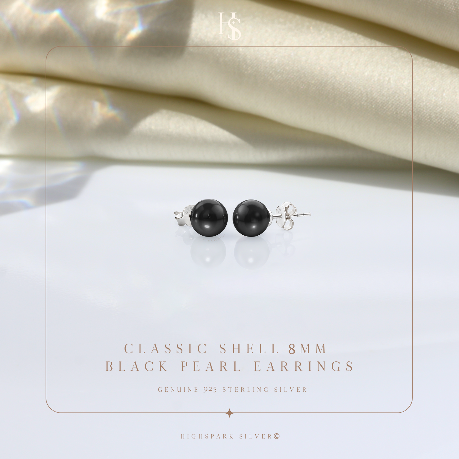 Pearl Classic Stud Earrings - Brilliant Lustre Black Pearls HighSpark