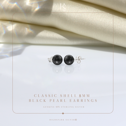 Pearl Classic Stud Earrings - Brilliant Lustre Black Pearls HighSpark