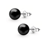 Classic Solitaire Black Pearl Studs in 925 Sterling Silver