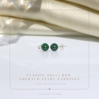 Pearl Classic Stud Earrings - Brilliant Lustre Emerald Pearls HighSpark