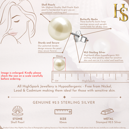 Pearl Classic Stud Earrings - Brilliant Lustre Light Golden Pearls HighSpark