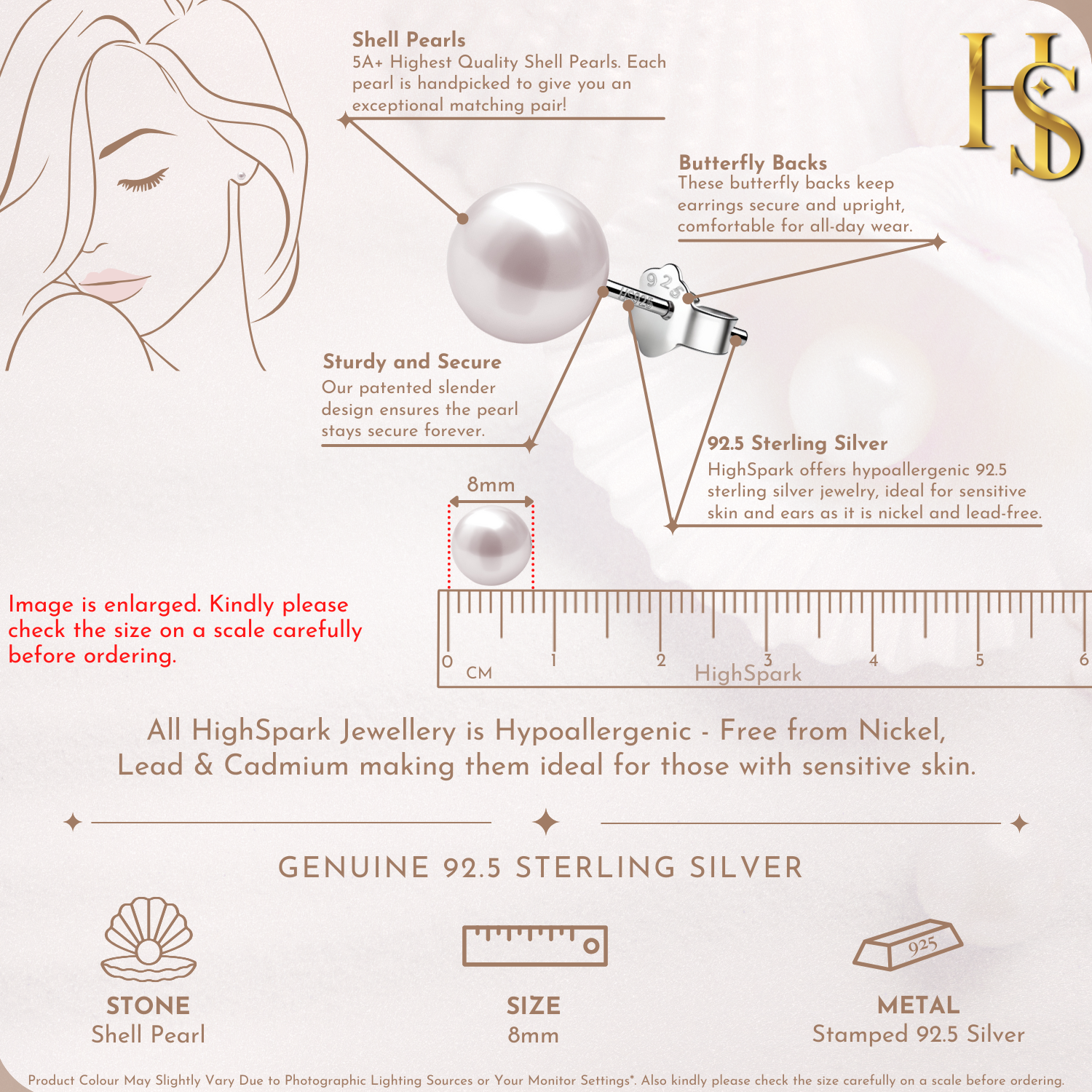 Pearl Classic Stud Earrings - Brilliant Lustre Pink Pearls HighSpark