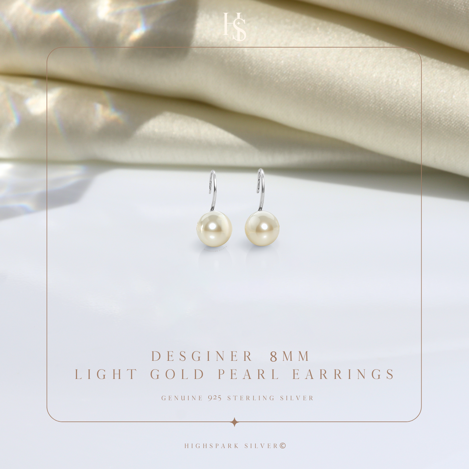 Pearl Light Gold Stylish Round Earrings in Hook Design HighSpark