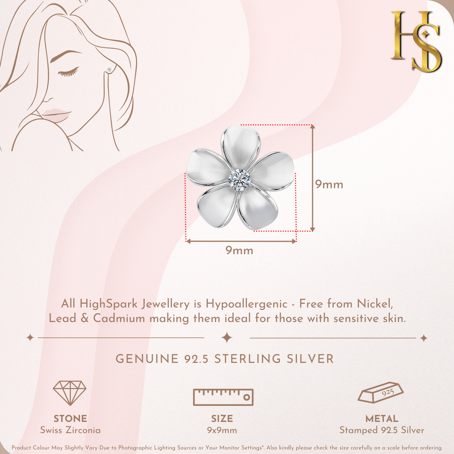Petal Perfection Flower Stud Earrings in 92.5 Sterling Silver for Women HighSpark