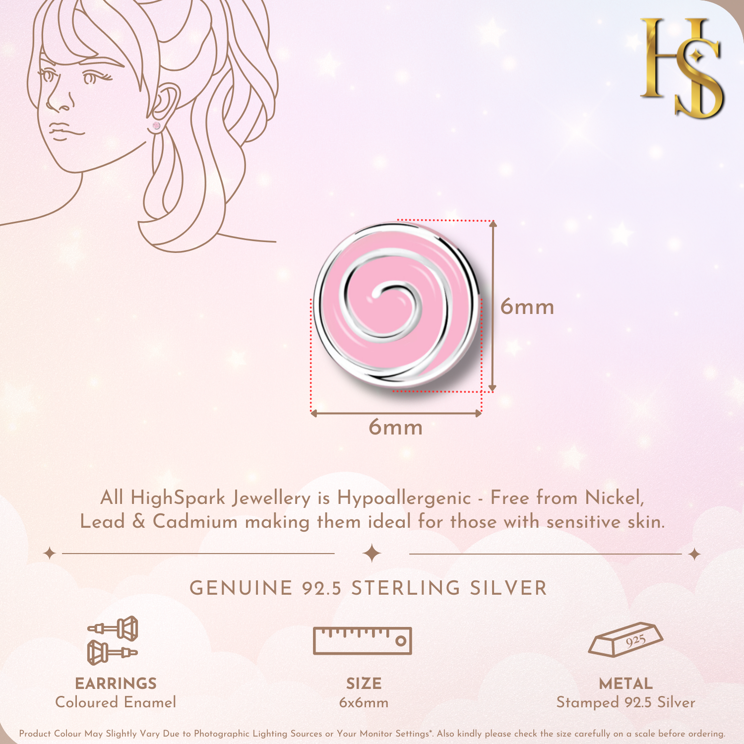 Pink Candylicious Cute Enamel Stud Earrings in 925 Sterling Silver HighSpark