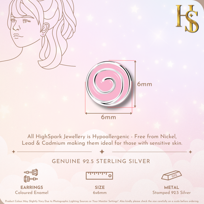 Pink Candylicious Cute Enamel Stud Earrings in 925 Sterling Silver HighSpark