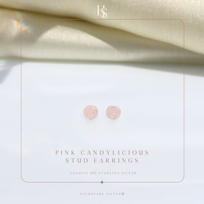 Pink Candylicious Cute Enamel Stud Earrings in 925 Sterling Silver HighSpark
