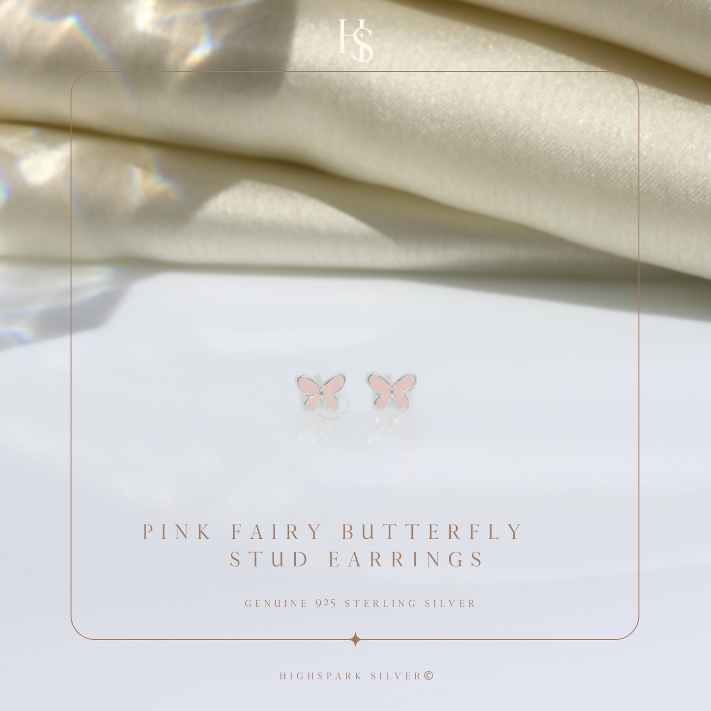 Pink Fairy Butterfly Cute Enamel Stud Earrings in 925 Sterling Silver HighSpark