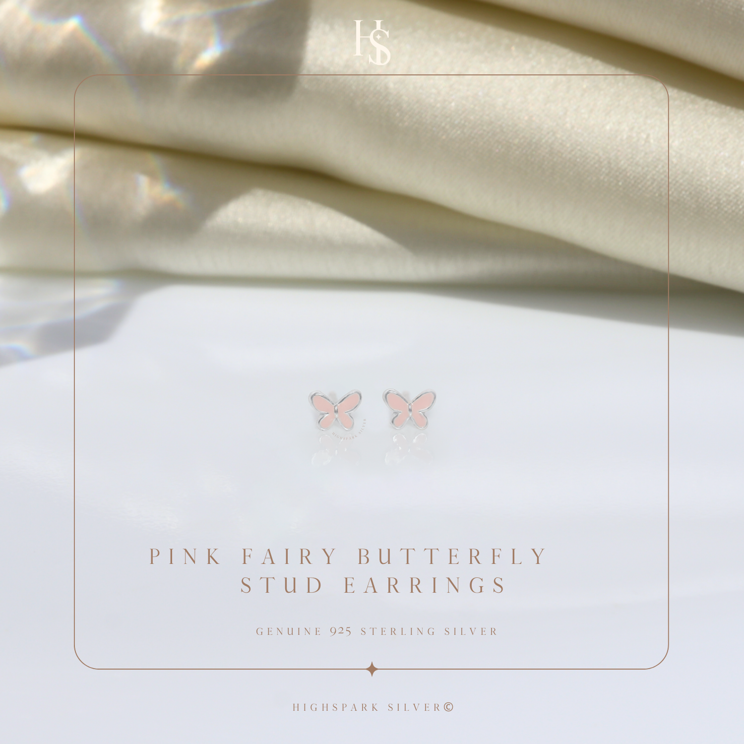 Pink Fairy Butterfly Cute Enamel Stud Earrings in 925 Sterling Silver HighSpark