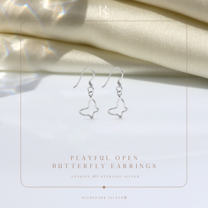 Playful Open Butterfly Earrings in 92.5 Sterling Silver for Women HighSpark