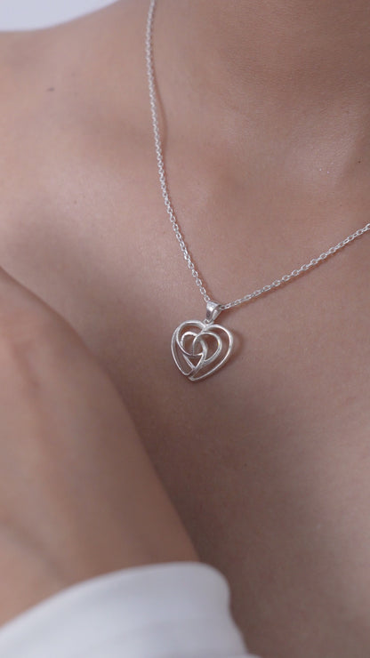 Sterling Silver Rose Heart Pendant for Women