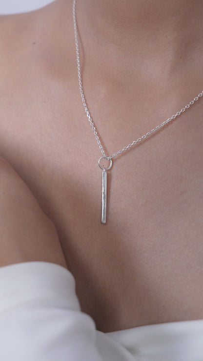 Minimalist Long Bar Pendant for Women in 925 Sterling Silver