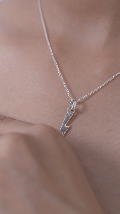 Lightning Bolt Pendant Necklace in 925 Sterling Silver