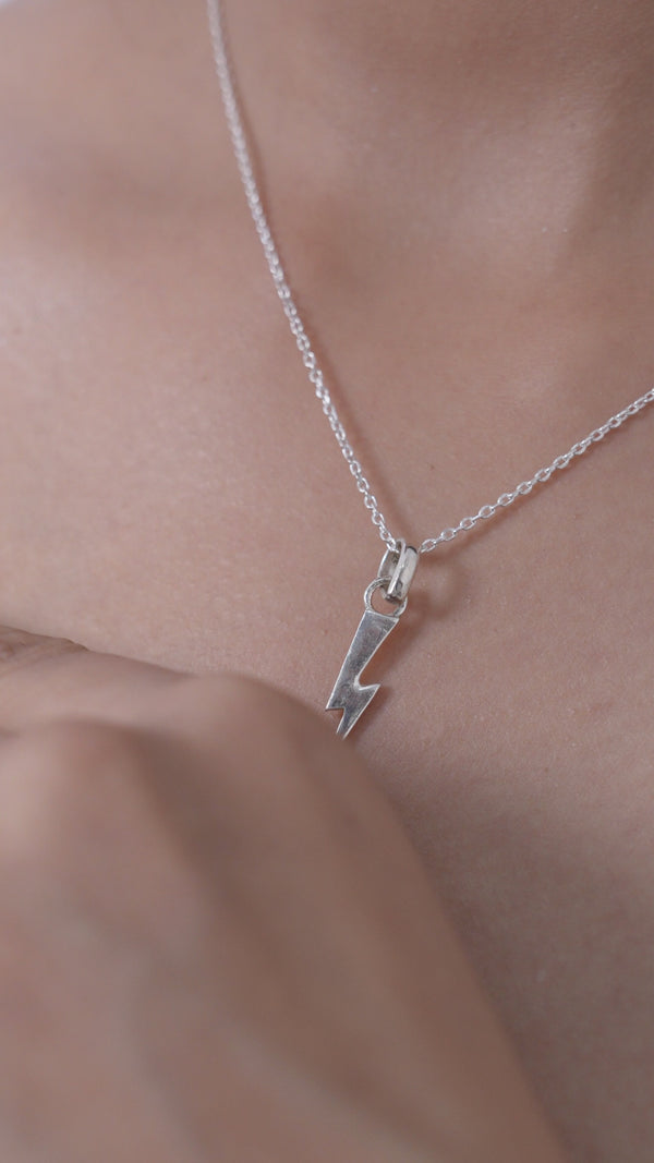 Lightning Bolt Pendant Necklace in 925 Sterling Silver