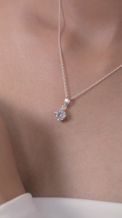 Classic Solitaire Pendant (8mm) in 925 Sterling Silver