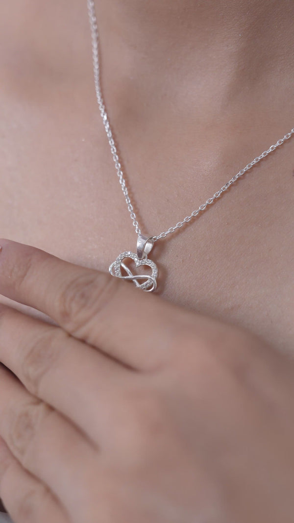 Intertwined Infinity Heart Pendant in 925 Sterling Silver