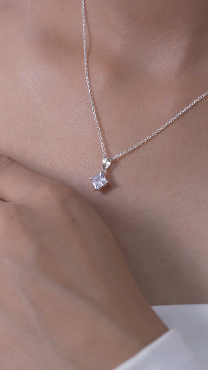 Princess Cut Diamond Pendant for Women in 925 Sterling Silver