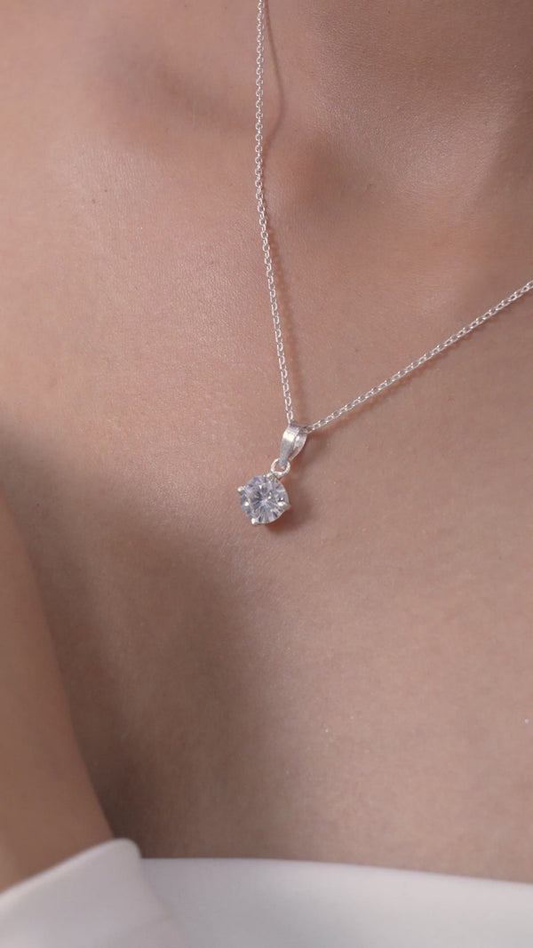 Classic Solitaire Pendant (8mm) in 925 Sterling Silver
