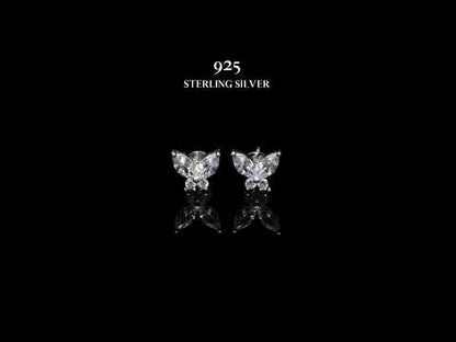 Whimsical Butterfly Stud Earrings in 92.5 Sterling Silver with Diamond like Brilliance Zirconia