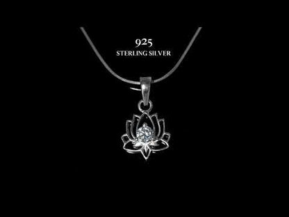 Lotus Solitaire Pendant in 92.5 Sterling Silver With Diamond like Brilliance Zirconia