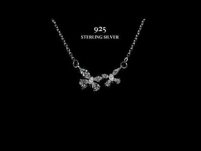 Couple Butterfly Solitaire Necklace in 92.5 Sterling Silver With Diamond like Brilliance Zirconia