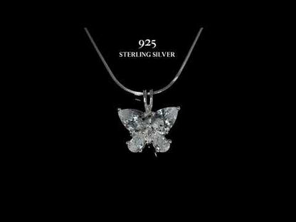 Studded Butterfly Solitaire Pendant in 92.5 Sterling Silver With Diamond like Brilliance Zirconia