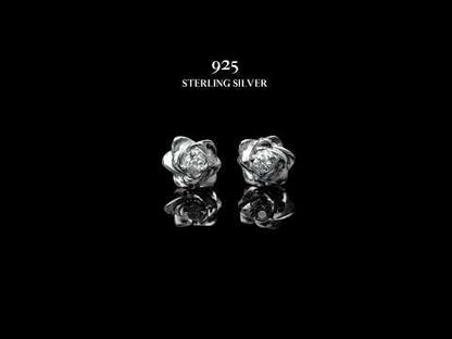 Regal Rose Solitaire Stud Earrings in 92.5 Sterling Silver with Diamond like Brilliance Zirconia