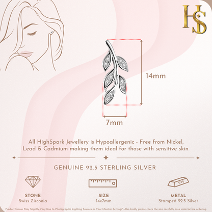 Pristine Leaf Earrings in 92.5 Sterling Silver With Diamond like Brilliance Zirconia HighSpark