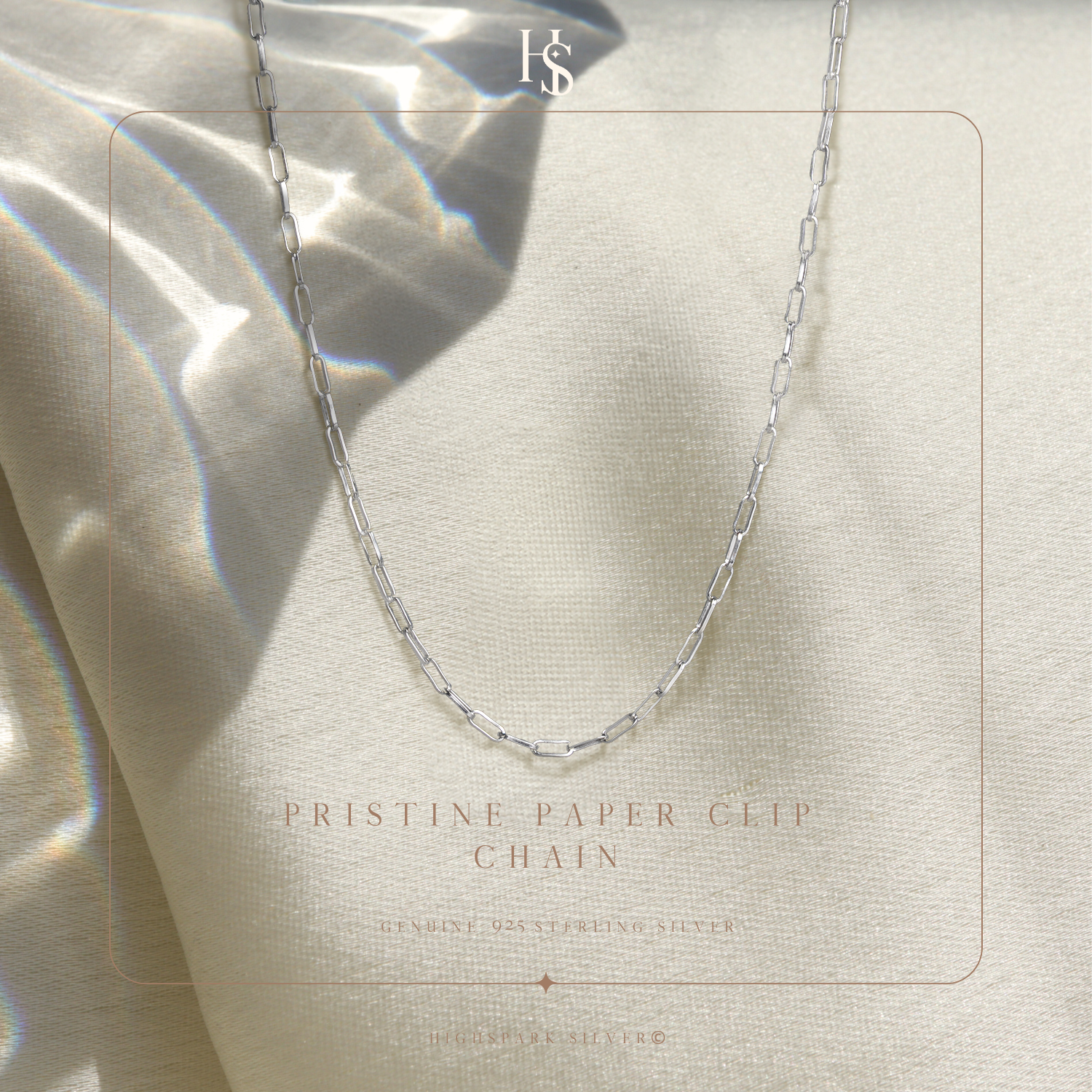 Pristine Paper Clip Chain in 925 Sterling Silver HighSpark