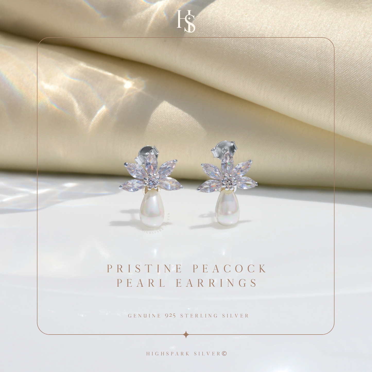 Pristine Peacock Pearl Earrings in 925 Sterling Silver With Diamond like Brilliance Zirconia HighSpark